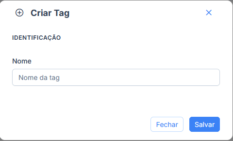 Formulário de criação de tag
