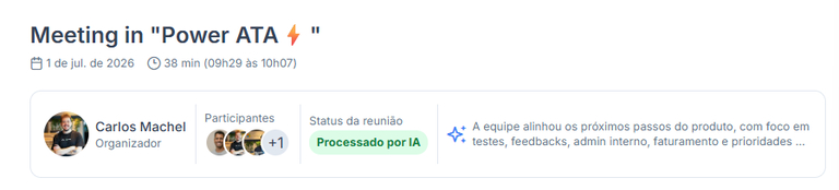 Cabeçalho da ata