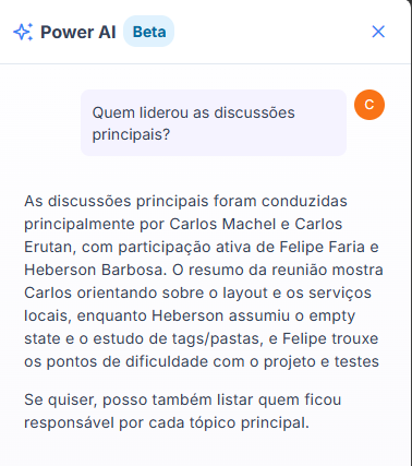 Chat respondendo perguntas sobre a ata