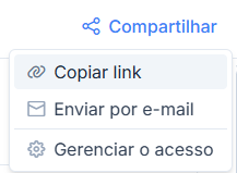 Opções de compartilhamento da ata