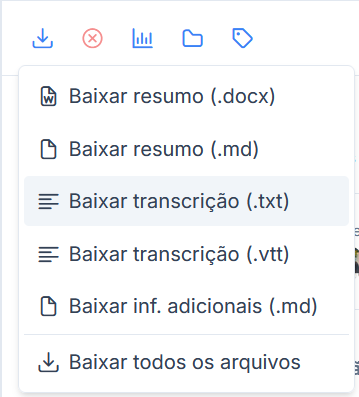 Menu único de downloads da ATA