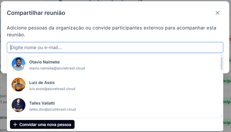 Adicionar pessoas à ata