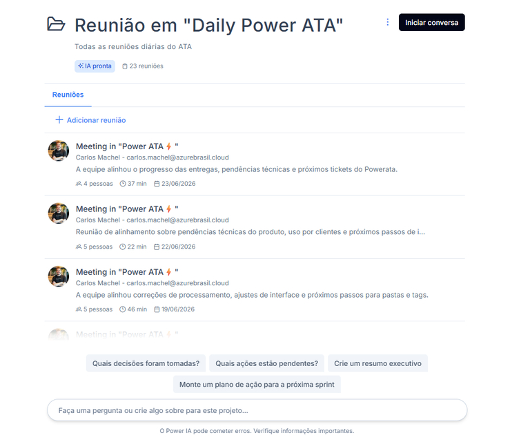 Digitando uma pergunta no Chat do Projeto