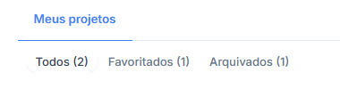 Guias de organização de projetos: Todos, Favoritos e Arquivados