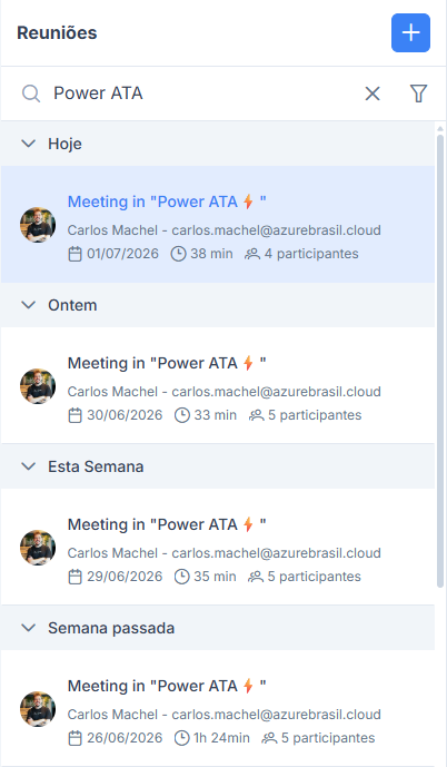 Lista de reuniões